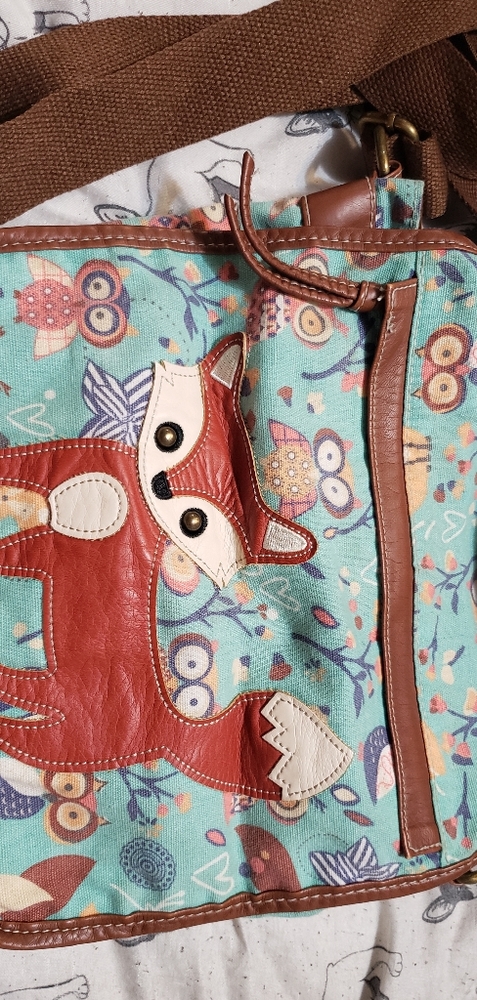 Cute messenger bag with a fox and owls.